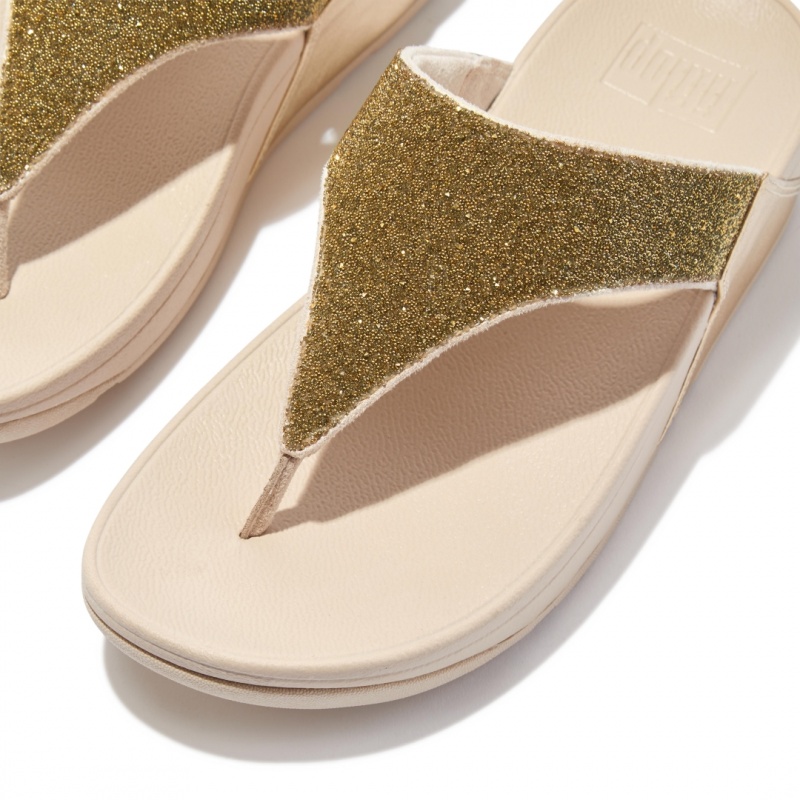 Women's Fitflop Lulu Microfibre Faux Leather (Pu) Thongs Toe-Post Sandals Gold | ZA-41EPWTBID