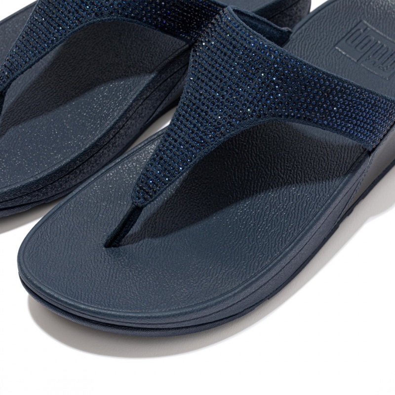 Women's Fitflop Lulu Microfibre Faux (Pu) Toe Thongs Thongs Navy | ZA-58IPDRHMS