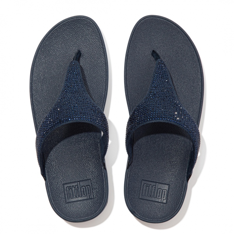 Women's Fitflop Lulu Microfibre Faux (Pu) Toe Thongs Thongs Navy | ZA-58IPDRHMS