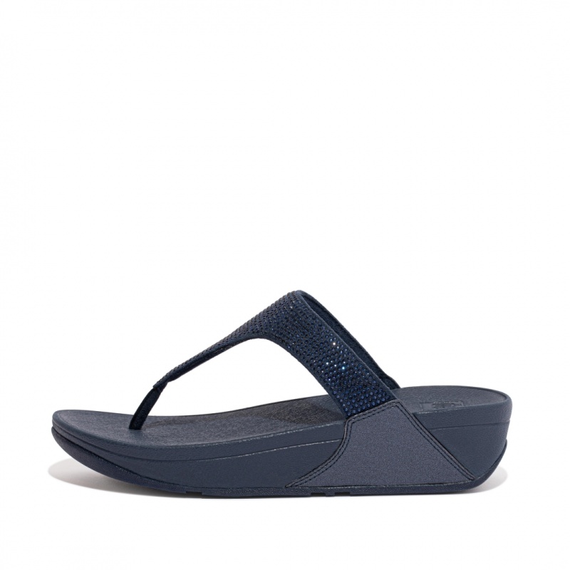 Women\'s Fitflop Lulu Microfibre Faux (Pu) Toe Thongs Thongs Navy | ZA-58IPDRHMS