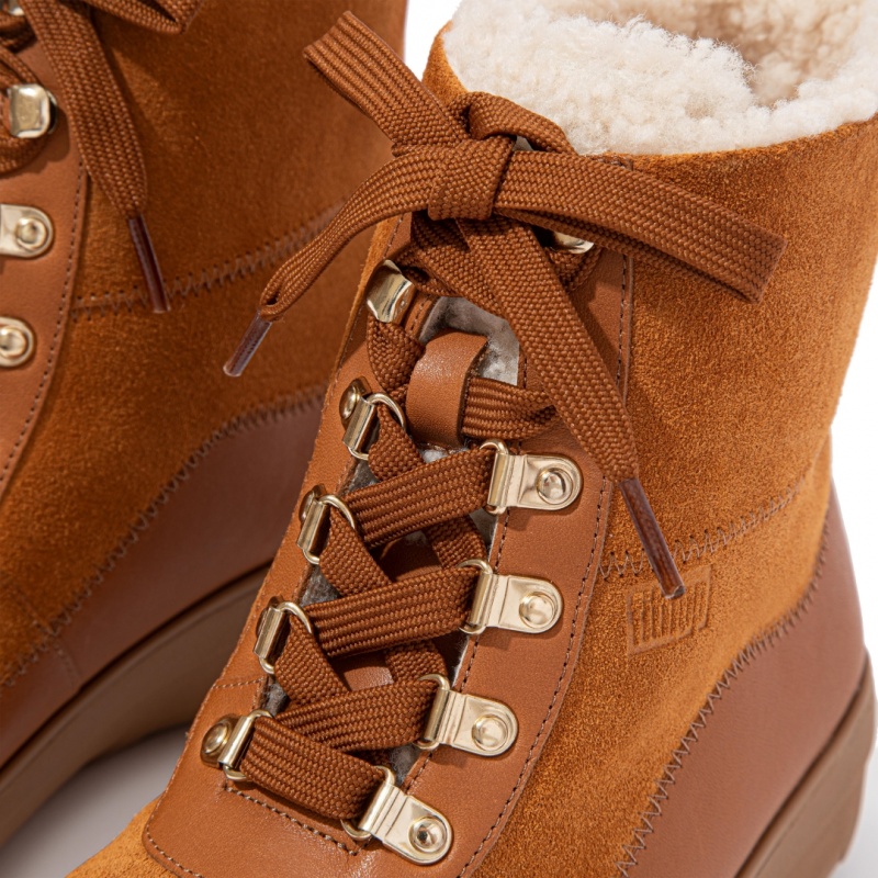 Women's Fitflop Mukluk Shearling Wool Ankle Boots Light Brown | ZA-94PVCBFRL