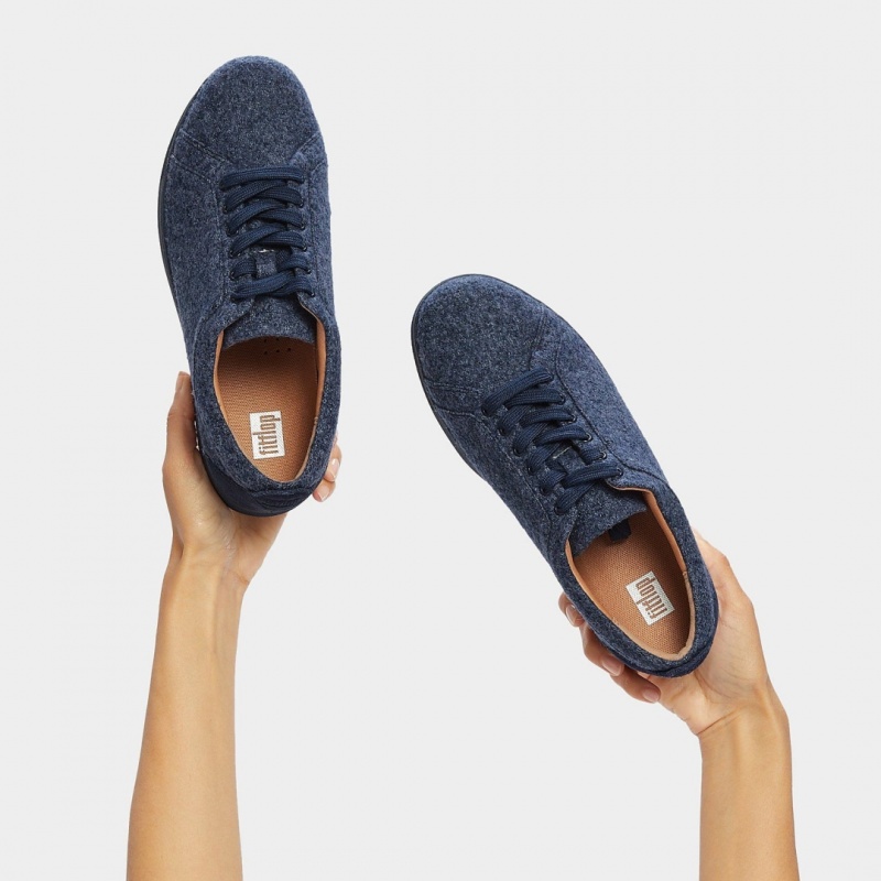 Women's Fitflop Rally Merino Wool Sneakers Navy | ZA-02DIFHKAN