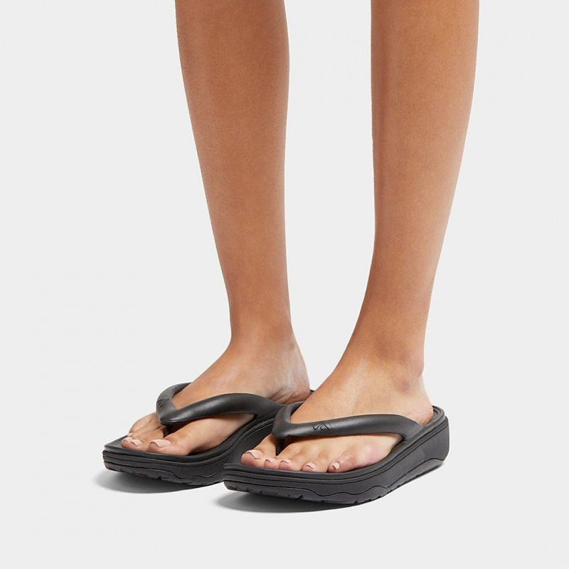 Women's Fitflop Relieff Eva Tpu Thongs Toe-Post Sandals Black | ZA-27QYKBRCT