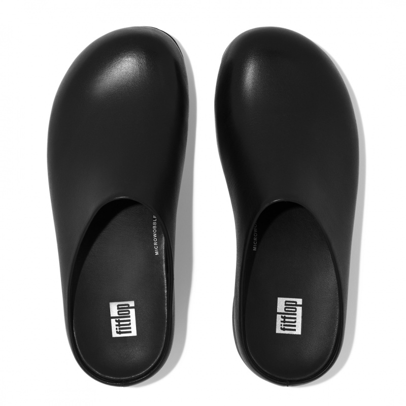 Women's Fitflop Shuv Wipe Clean Clogs Black | ZA-58TPXWOSM