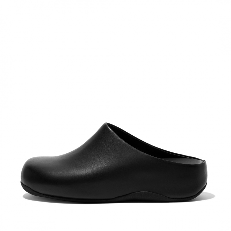 Women\'s Fitflop Shuv Wipe Clean Clogs Black | ZA-58TPXWOSM