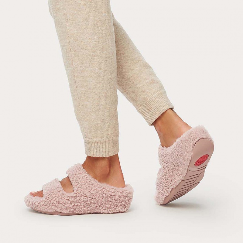 Women's Fitflop Shuv Wool Shearling Slippers Pink | ZA-74ICAFOMG