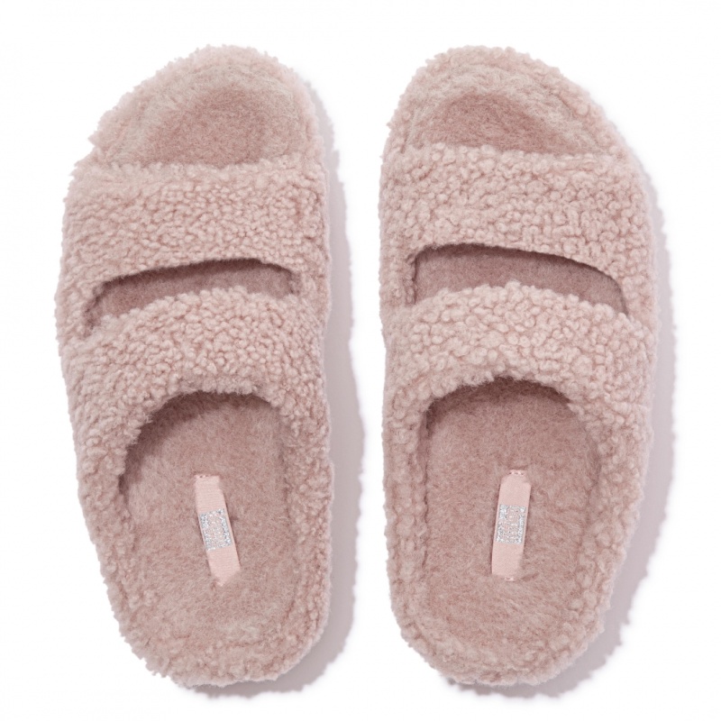 Women's Fitflop Shuv Wool Shearling Slippers Pink | ZA-74ICAFOMG