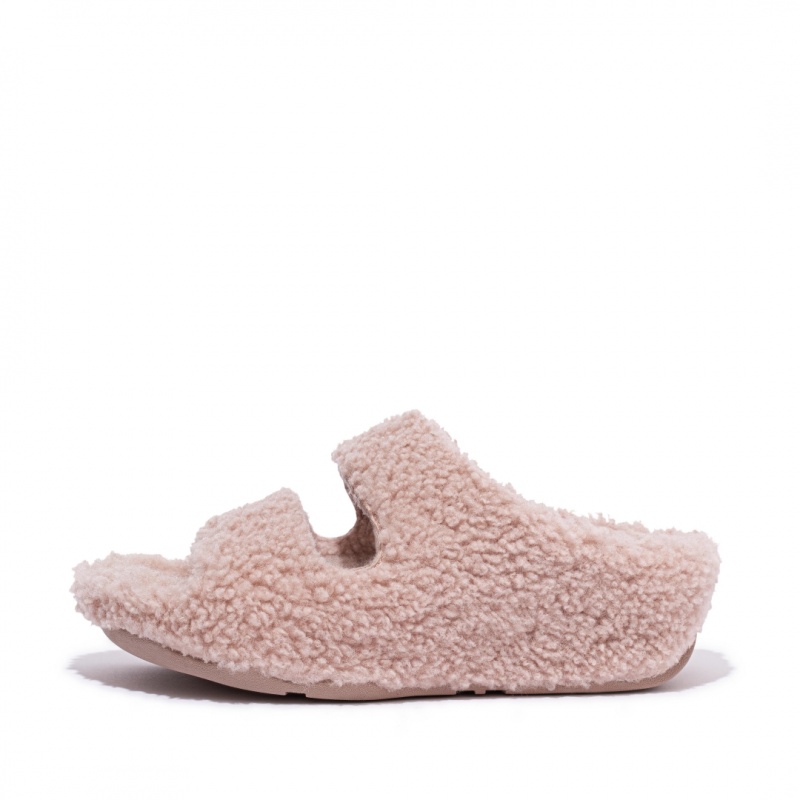 Women\'s Fitflop Shuv Wool Shearling Slippers Pink | ZA-74ICAFOMG