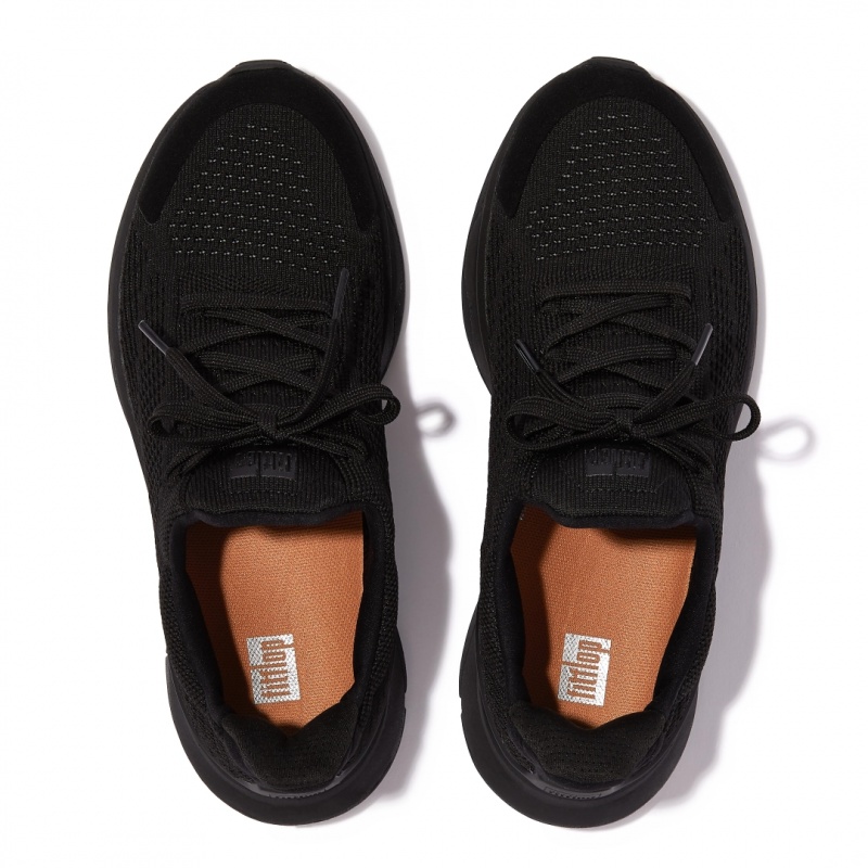 Women's Fitflop Vitamin Ffx Knit Sports Sneakers Black | ZA-35EGJSBYP